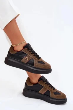 Skórzane Damskie Sneakersy Na Platformie Daniel Lopez Just Dare SS2D4001 Czarne