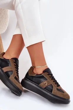 Skórzane Damskie Sneakersy Na Platformie Daniel Lopez Just Dare SS2D4001 Czarne