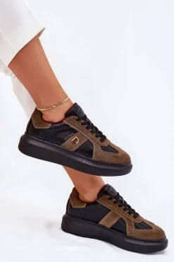 Skórzane Damskie Sneakersy Na Platformie Daniel Lopez Just Dare SS2D4001 Czarne