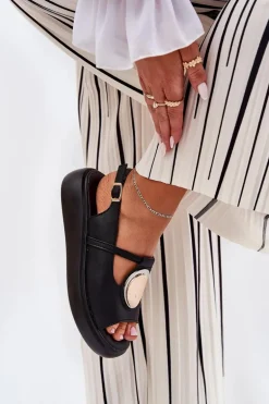 Skórzane Eleganckie Sandały Damskie S.Barski GR51-603 Czarne