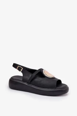 Skórzane Eleganckie Sandały Damskie S.Barski GR51-603 Czarne