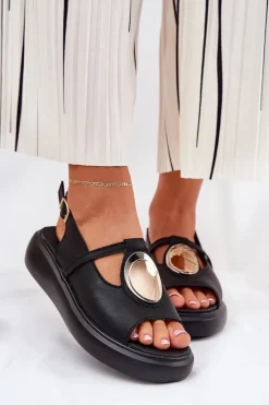 Skórzane Eleganckie Sandały Damskie S.Barski GR51-603 Czarne