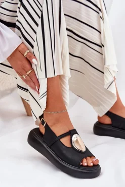 Skórzane Eleganckie Sandały Damskie S.Barski GR51-603 Czarne