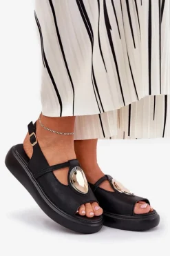 Skórzane Eleganckie Sandały Damskie S.Barski GR51-603 Czarne