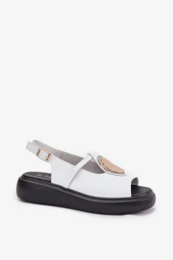 Skórzane Eleganckie Sandały Damskie S.Barski GR51-603 Białe