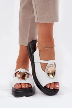 Skórzane Eleganckie Sandały Damskie S.Barski GR51-603 Białe