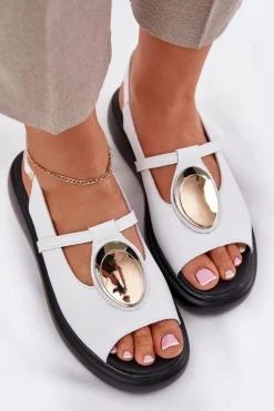 Skórzane Eleganckie Sandały Damskie S.Barski GR51-603 Białe