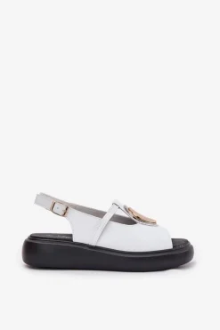 Skórzane Eleganckie Sandały Damskie S.Barski GR51-603 Białe