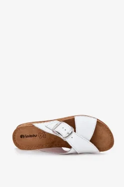 Skórzane Klapki Damskie Z Klamrą Inblu VO0004GU Białe