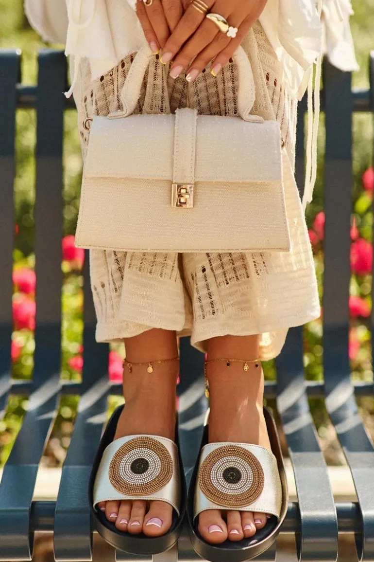 Skórzane Klapki Damskie Z Ozdobą S.Barski KV27-019 Złote