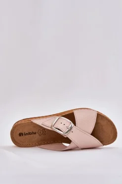 Skórzane Klapki Damskie Z Klamrą Inblu VO0004GU Różowe