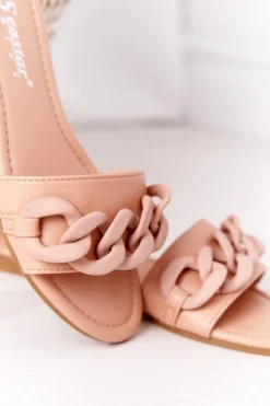 Skórzane Klapki Z Łańcuchem Camel Step By Step