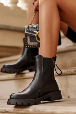 Skórzane Klasyczne Sztyblety Botki Damskie Czarne Harleia