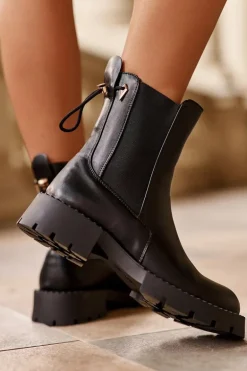 Skórzane Klasyczne Sztyblety Botki Damskie Czarne Harleia