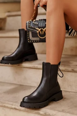 Skórzane Klasyczne Sztyblety Botki Damskie Czarne Harleia