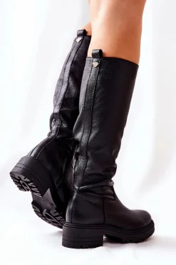 Skórzane Kozaki Czarne Nicole 2685
