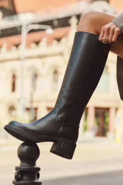 Skórzane Kozaki Damskie Na Niskim Obcasie Ocieplane Vinceza 66823 Czarne