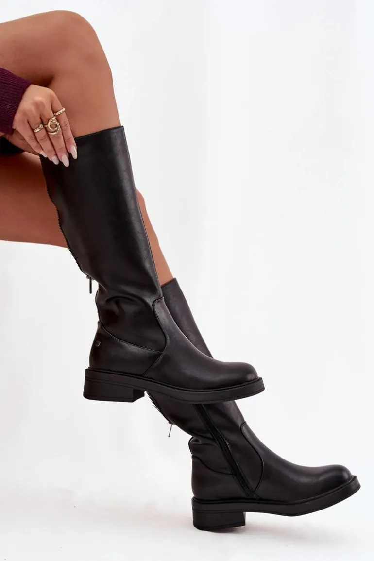 Skórzane Kozaki Damskie Ocieplane Maciejka A7164-01 Czarne