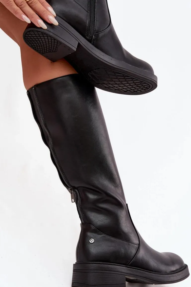 Skórzane Kozaki Damskie Ocieplane Maciejka A7164-01 Czarne