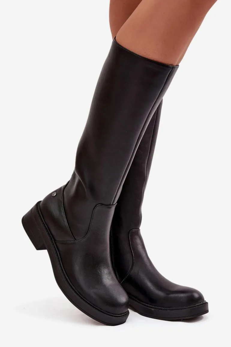 Skórzane Kozaki Damskie Ocieplane Maciejka A7164-01 Czarne