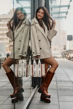 Skórzane Kozaki Damskie Przed Kolano Lewski 3432 Camel