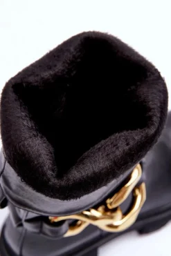 Skórzane Kozaki Na Płaskim Obcasie Czarne Diominna