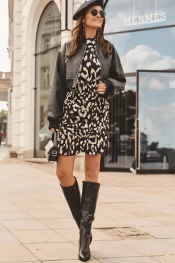 Skórzane Kozaki Na Szpilce Przed Kolano Czarne Serpens