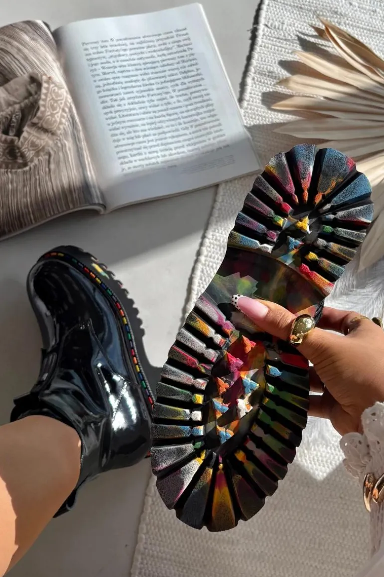 Skórzane Lakierowane Botki Damskie Artiker 57C0065 Szare