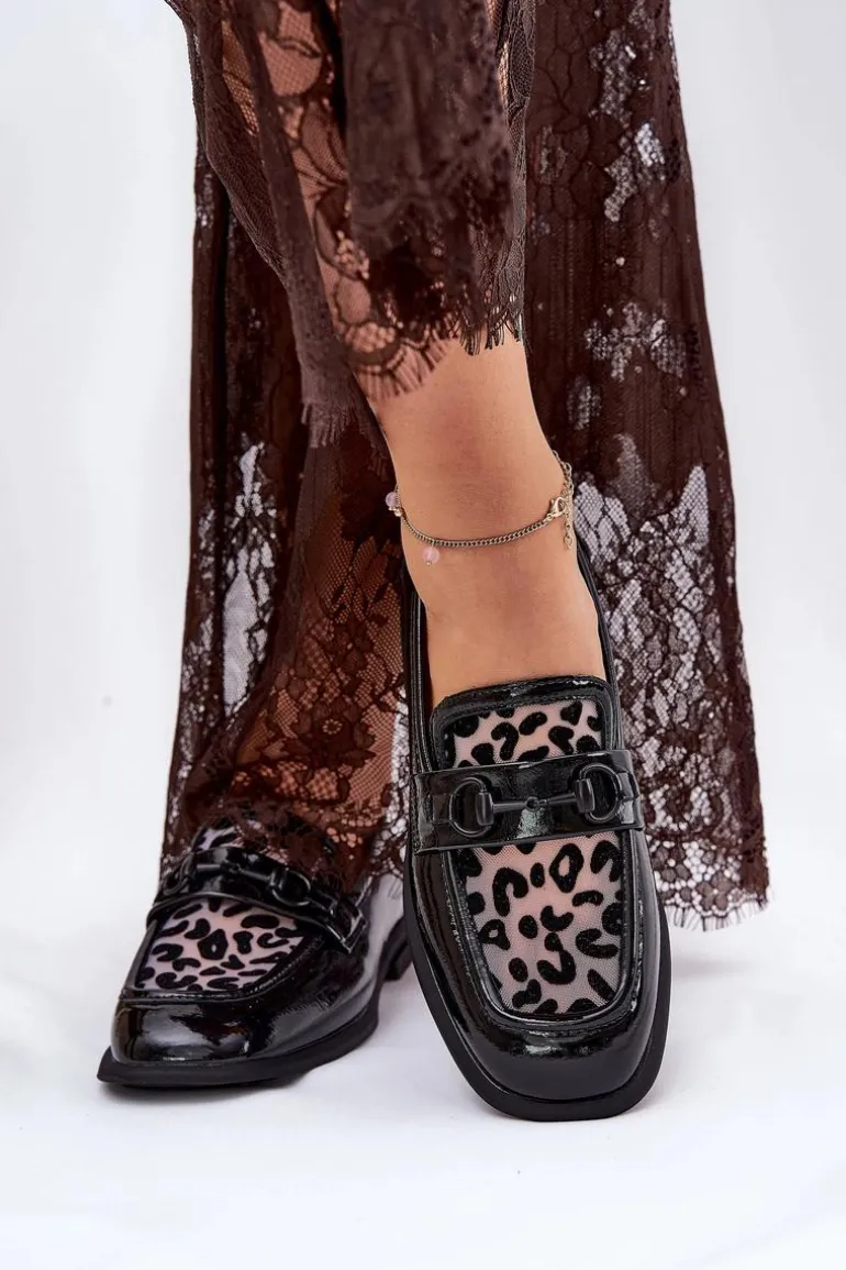 Skórzane Lakierowane Mokasyny Z Siateczką Vinceza 31931 Czarne