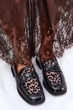 Skórzane Lakierowane Mokasyny Z Siateczką Vinceza 31931 Czarne