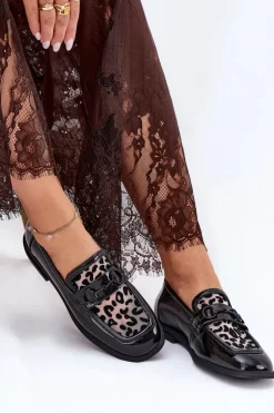 Skórzane Lakierowane Mokasyny Z Siateczką Vinceza 31931 Czarne
