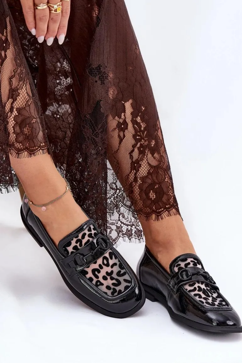 Skórzane Lakierowane Mokasyny Z Siateczką Vinceza 31931 Czarne