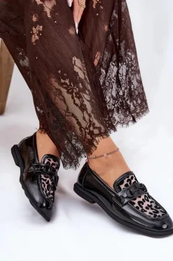 Skórzane Lakierowane Mokasyny Z Siateczką Vinceza 31931 Czarne