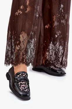 Skórzane Lakierowane Mokasyny Z Siateczką Vinceza 31931 Czarne