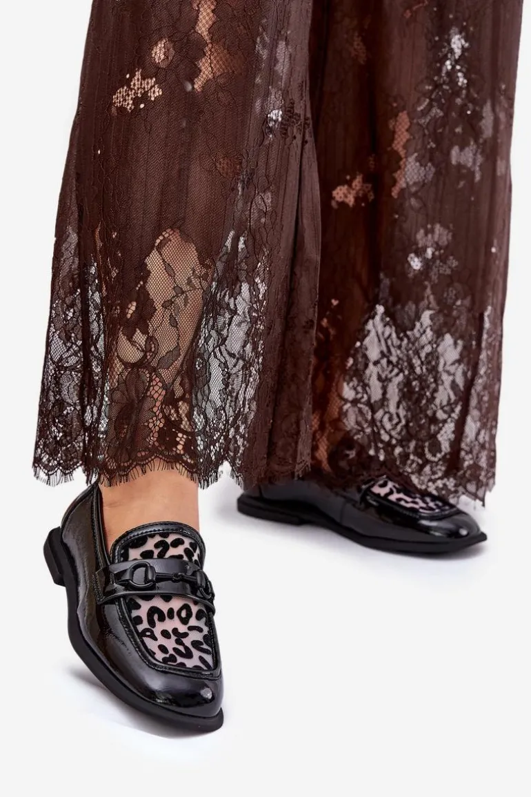 Skórzane Lakierowane Mokasyny Z Siateczką Vinceza 31931 Czarne