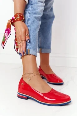 Skórzane Lakierowane Półbuty Maciejka 05035-08 Czerwone