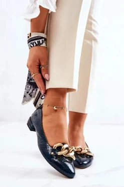 Skórzane Lakierowane Wężowe Czółenka Zielone Elissabeth