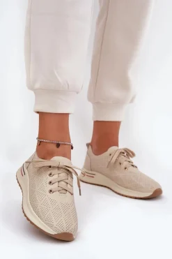 Skórzane Lekkie Półbuty Damskie Artiker 54C1759 Beżowe
