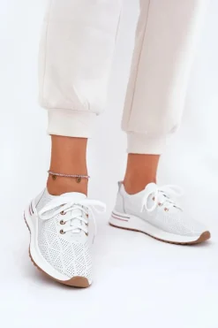 Skórzane Lekkie Półbuty Damskie Artiker 54C1758 Białe