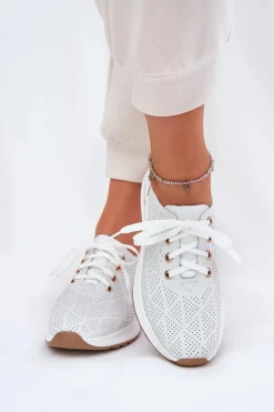 Skórzane Lekkie Półbuty Damskie Artiker 54C1758 Białe