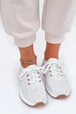 Skórzane Lekkie Półbuty Damskie Artiker 54C1758 Białe