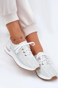 Skórzane Lekkie Półbuty Damskie Artiker 54C1758 Białe