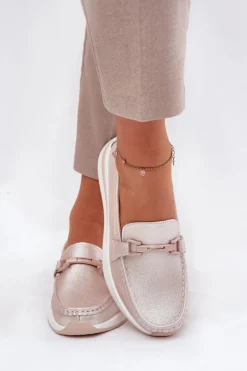 Skórzane Mokasyny Damskie S.Barski GR51-598 Perłowy Róż