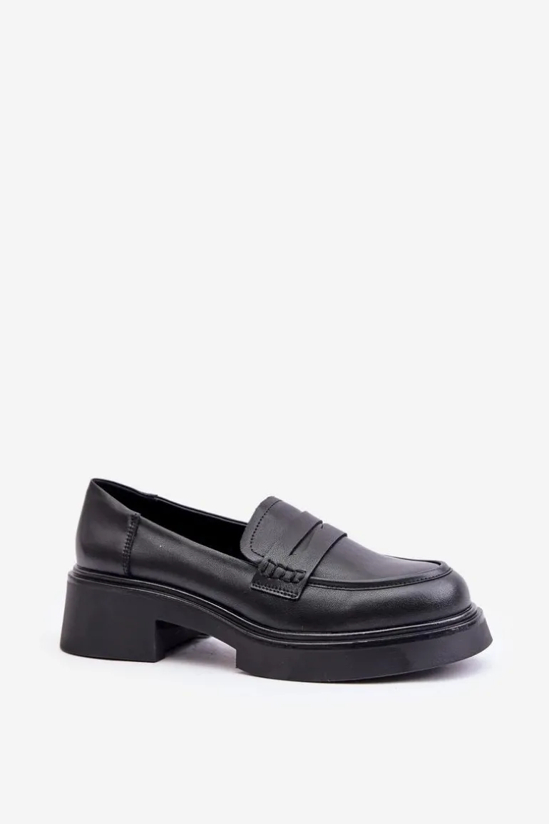 Skórzane Mokasyny Loafersy Damskie D&A JC42-61 Czarne
