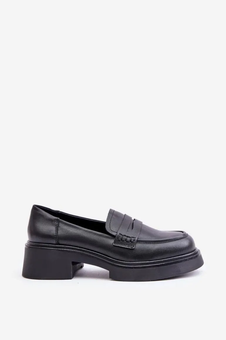 Skórzane Mokasyny Loafersy Damskie D&A JC42-61 Czarne