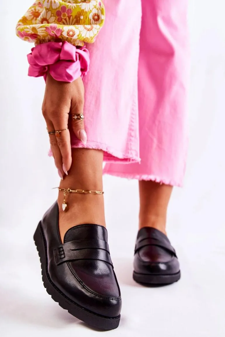 Skórzane Mokasyny Na Koturnie La.Fi Czarne Alannah