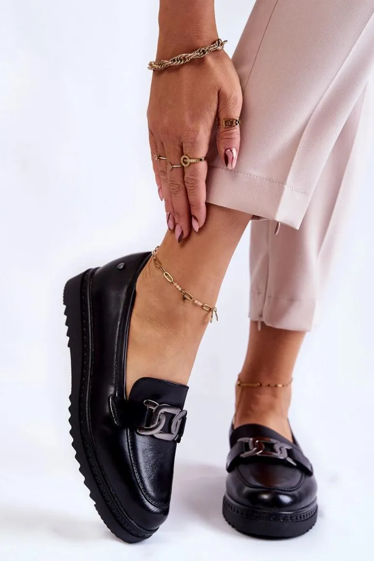 Skórzane Mokasyny Na Platformie Czarne Abisso