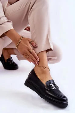 Skórzane Mokasyny Na Platformie Czarne Abisso