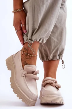 Skórzane Mokasyny Półbuty Big Star LL274581 Beżowe