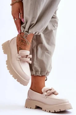 Skórzane Mokasyny Półbuty Big Star LL274581 Beżowe